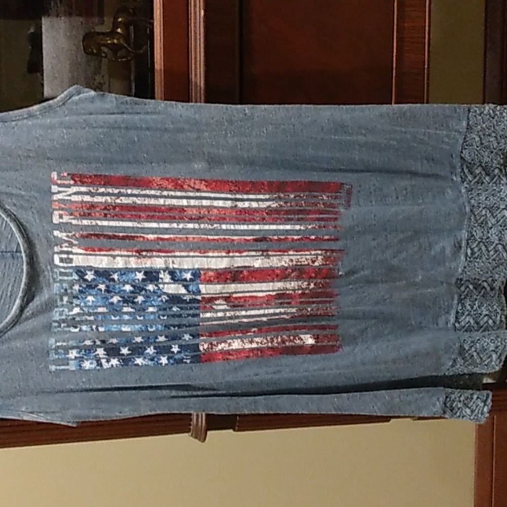 Ladies panhandle tunic,American Flag Let Freedom Ring.size M.